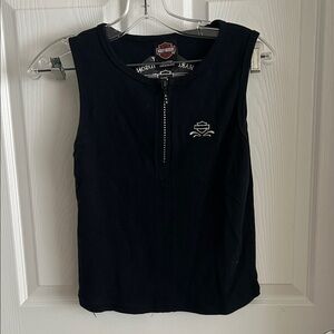Harley-Davidson Black Zip-Up Tank Top